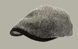 Pet 'Henning Harris Tweed Black' - driver-cap met oorflappen - zwart/grijs visgraat - maat 60/62 - CTH Ericson