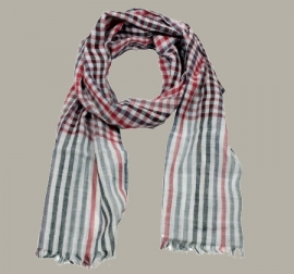 Shawl 'Hadley' rood/grijs/ offwhite geruit - kindermaat - Vinrose