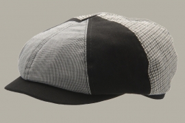 Pet 'Börje Patchwork' - newsboy cap - zwart/beige - maat 46/54 - CTH Mini