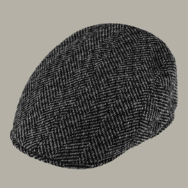 Pet 'Joep' - newsboy cap - antracietgrijs wollen visgraat - maat 62