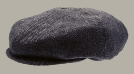 Pet 'Theodor Herringbone Blue' - newsboy cap met oorflappen - blauw visgraat - maat 46/50/60/62 - CTH Mini/Ericson