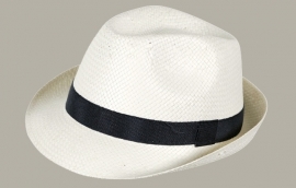 Fedora hoed 'Bob' - wit met zwart lint - maat 50-51/52-53 