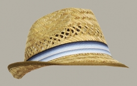 Fedora hoed 'Liam' Natural Straw - blauw - maat 51/53/55 
