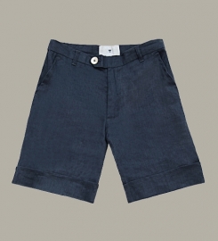 Little Linens 'Midnight Navy' donkerblauw linnen bermuda shorts (valt ruim) - maat 86 - LL46