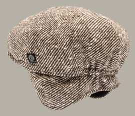 Pet 'Theodor Diagonal Stripe Brown' - newsboy cap met oorflappen - bruin - maat 46/50 - CTH Mini