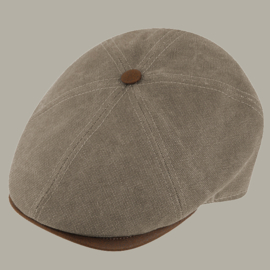 Pet 'Bauke' - canvas / leather- look newsboy cap - taupe khaki bruin - maat 56/58/59