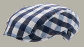 Pet 'Jens Gingham Check Blue - flat cap - blauw geruit - maat 48-50 / 52-54 - CTH Mini