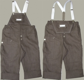 Cloggies Childwear bruin linnen salopet 'Kruimel' - maat 116 (valt ruim) - CLG03