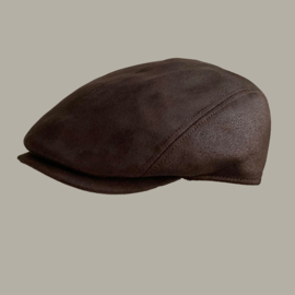 Pet 'Jacques' - bruine flat-cap van imitatie leer - faux leather - maat 59