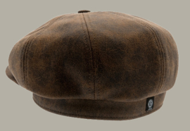 Pet 'Alan Faux Leather Brown' - bruin leren newsboy cap - maat 59 - CTH Ericson