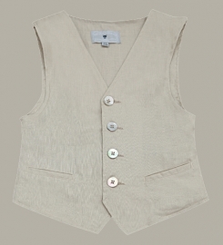 Little Linens 'Sand' linnen gilet - maat 122/128 - LL42