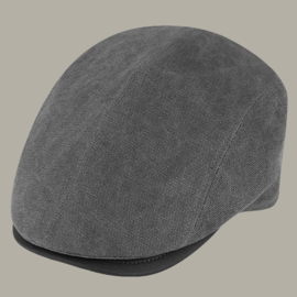 Pet 'Lieuwe' - canvas / leather- look flat-cap - antraciet grijs - maat 54/62