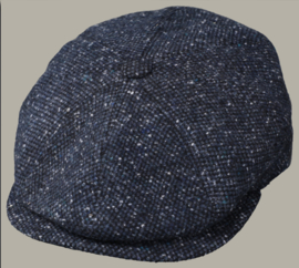 Pet 'Frederic' -newsboy cap - donkerblauw visgraatmotief - maat 58/61