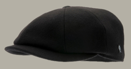 Pet 'Wilson Melton Black' - zwart wollen newsboy cap - maat 61 - CTH Ericson