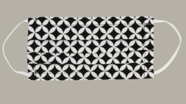 Mondkapje 'Guus' - 2-laags en wasbaar - zwart/wit retro design - volwassen maat