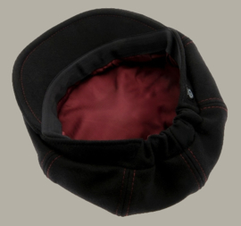Pet 'Max Melton Black' - zwart wollen newsboy cap met rode stiksels - maat 59/61 - CTH Ericson