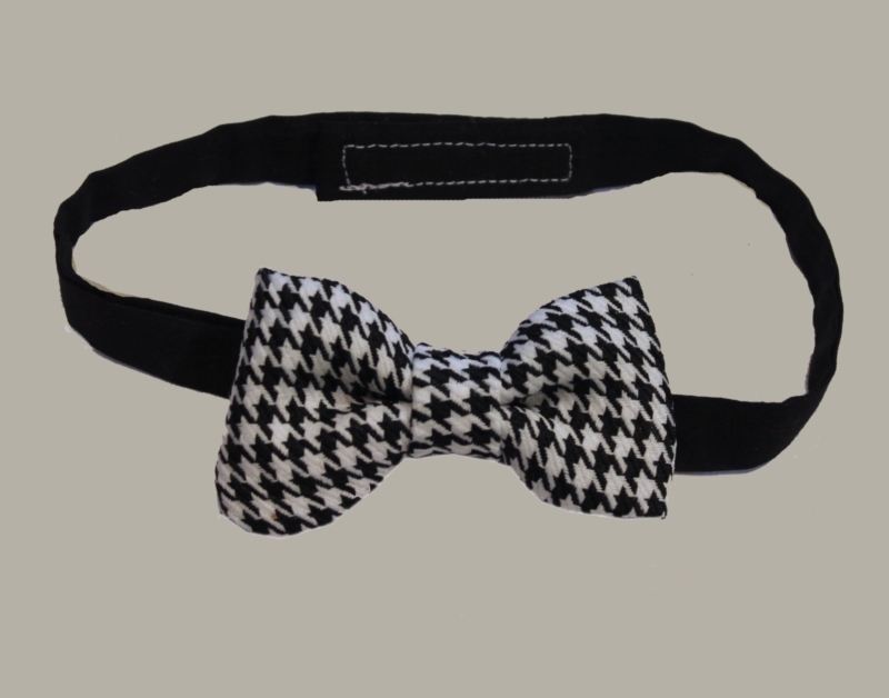 Bow-Tie 'Houndstooth' Vintage Pied-de-Poule - vlinderstrik zwart/wit geruit  - kindermaat