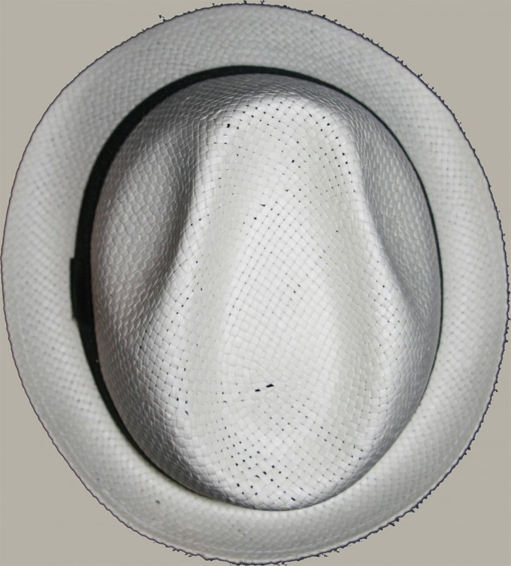 Fedora hoed 'Bob' - wit met zwart lint - maat 50-51/52-53 