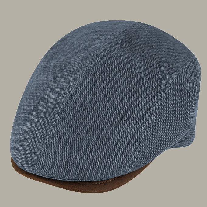 Pet 'Rinse' - canvas / leather- look flat-cap - jeans blauw - maat 54/55/58/62