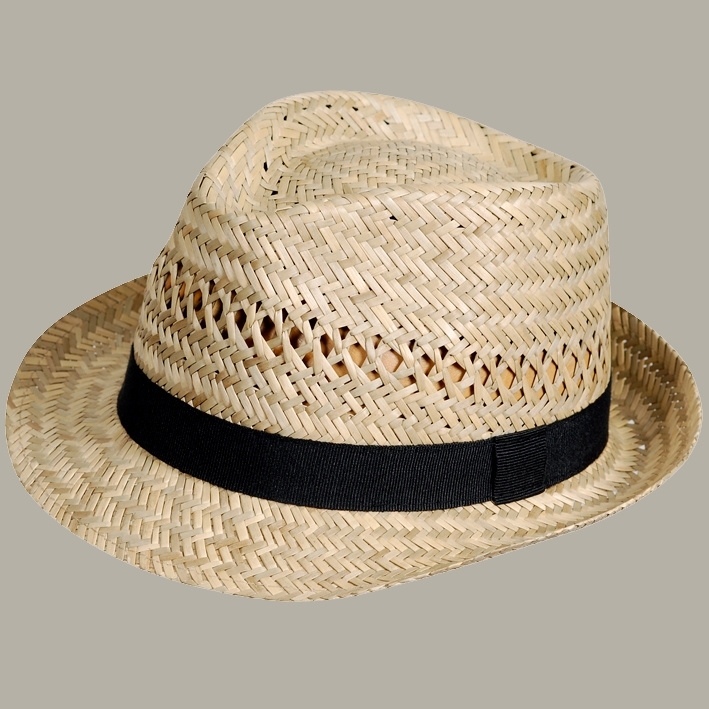 Fedora hoed 'Hugo' Natural Straw met zwart lint - maat 61 