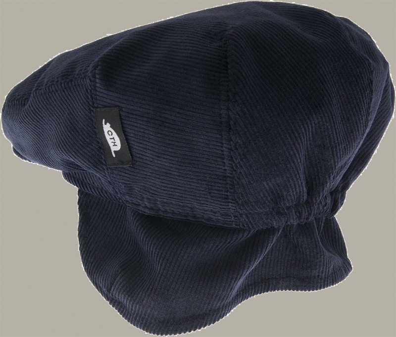 Pet 'Philip Corduroy Marin' - flat-cap met oorflappen - donkerblauw rib - maat 46/48/50 - CTH Mini