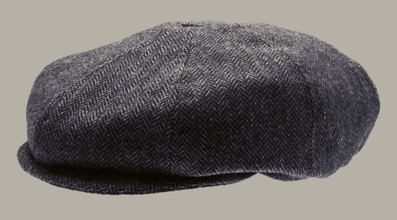Pet 'Theodor Herringbone Blue' - newsboy cap met oorflappen - blauw visgraat - maat 46/48/50 /52/62 - CTH Mini/Ericson