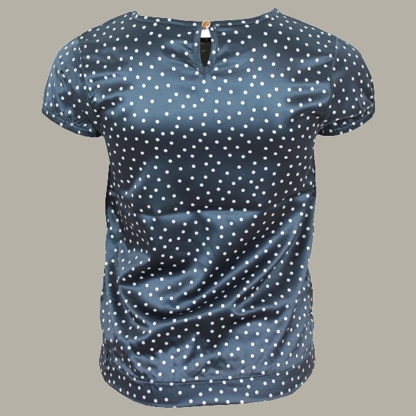 Vinrose blouse 'Karleen' Navy - polkadot shirt - maat 122/128 - VR89