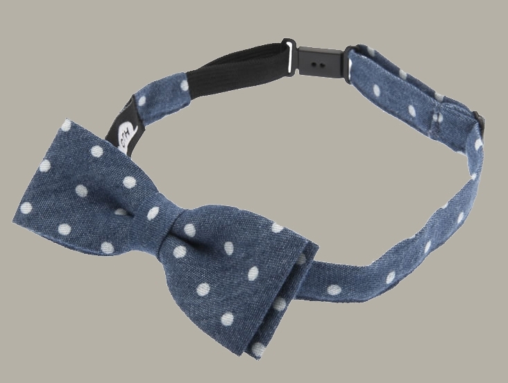 Bow-Tie 'Knut' Chambray Dots Blue - vlinderstrik blauw met witte stippen - kindermaat - CTH Mini