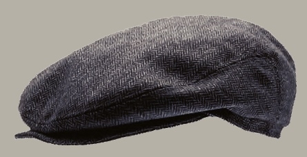 Pet 'Carl Herringbone Blue' - flat-cap met oorflappen - blauw visgraat - maat 46/48/60 - CTH Mini/Ericson