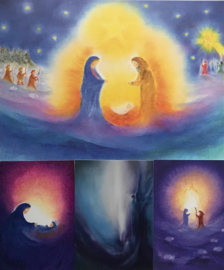 Poster geboorte van Jezus en drie kaarten