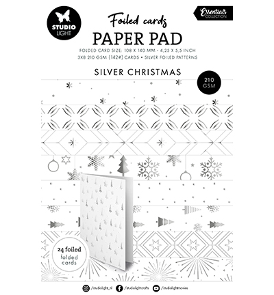 Studiolight - Foiled Cards - Silver patterns - SL-ES-PP384