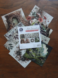 Art Journaling & Card Making Backgrounds Set Fairies groen-lila-zalm