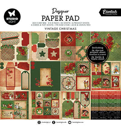 Studiolight - Mixed Paper Pad - Vintage Christmas - SL-ES-MPP373