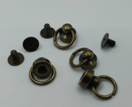 Metalen knop - brons - 4 stuks