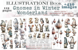 Maremi's Small Art - Iltrationi Collage Ephemera for Art Journaling - Gnomes in Winter Wonderland