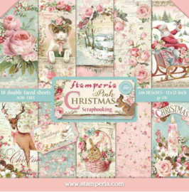 Stamperia- papierblok - Christmas pink -  30 cm bij 30 cm - SBBS16