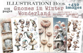 Maremi's Small Art - Iltrationi Collage Ephemera for Art Journaling - Gnomes in Winter Wonderland