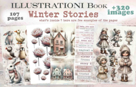 Maremi's Small Art - Illustrationi Collage Ephemera for Art Journaling - Winter Stories & Background