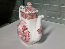 Engels rood decor River Scene Koffiepot 18 cm