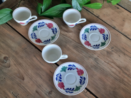 Oud Boerenbont Petrus Regout Koffie Set 3x Kop en schotel Audrey