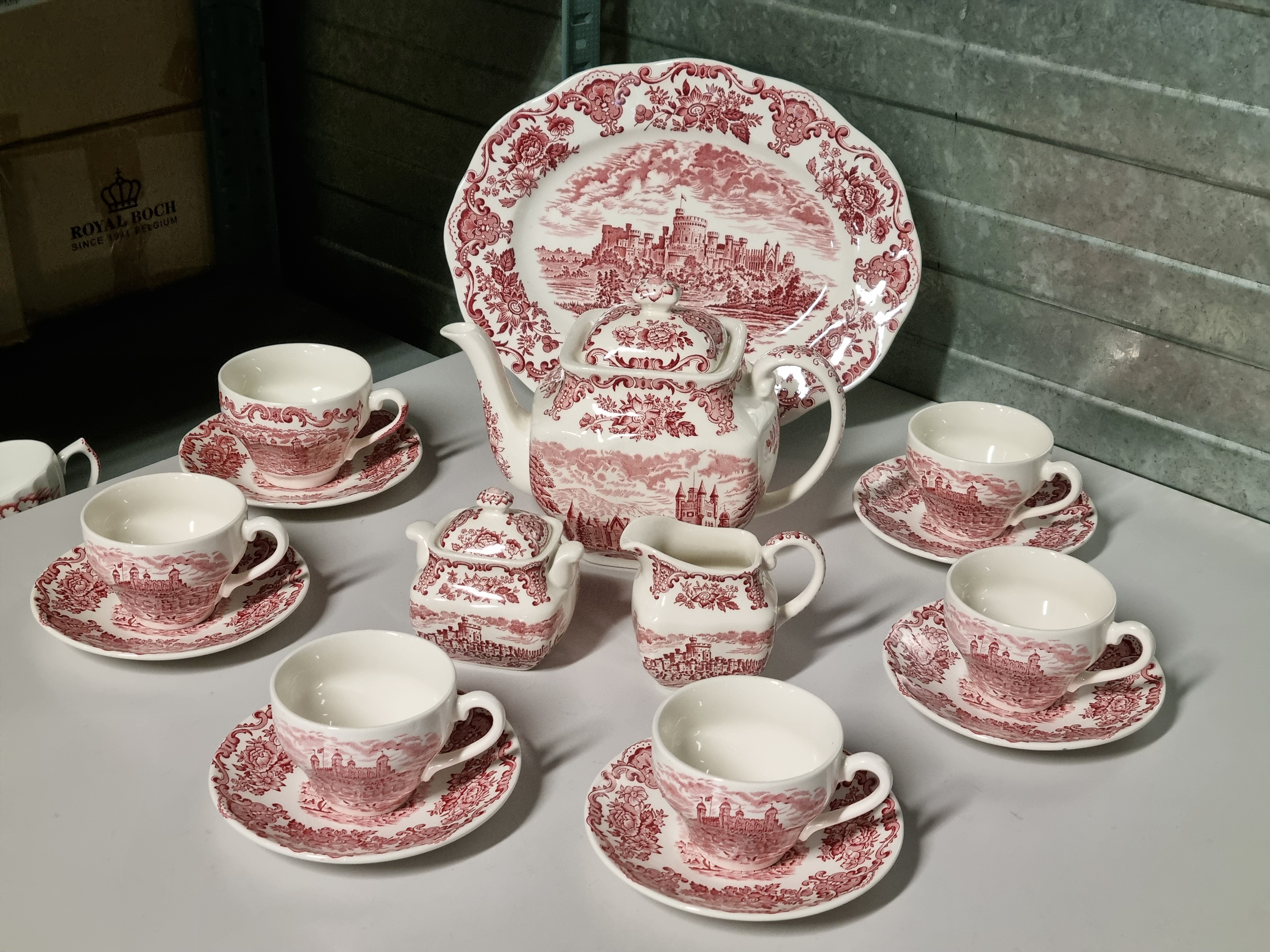 Engels rood Enoch Wedgwood Royal Homes Of Britain theeservies 6 personen