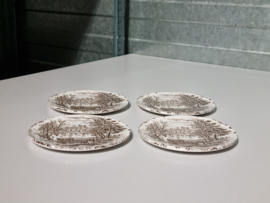 Engels bruin English Ironstone Tableware (EIT) Castles set 4x onderzetter 11,5 cm