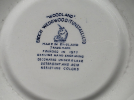 Engels blauw Enoch Wedgwood Woodland hoge ronde schaal 24,5 cm