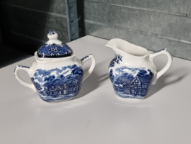 Engels blauw Grindley Country Inns compleet koffieservies theeservies 6 personen