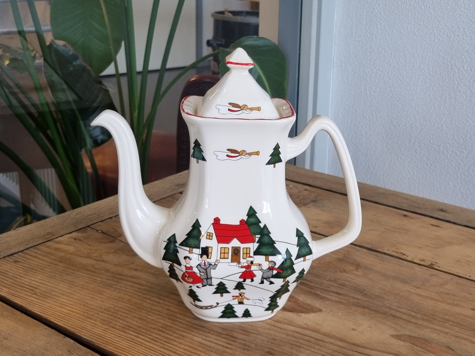 Engels Mason's Christmas Village 1983 Kerstservies Koffiepot