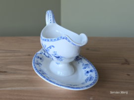 Potiche blauw Petrus Regout sauskom op vaste onderschotel