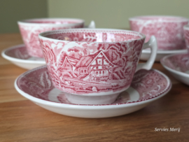 Engels rood Wood & Sons Woodland set 6x kop en schotel