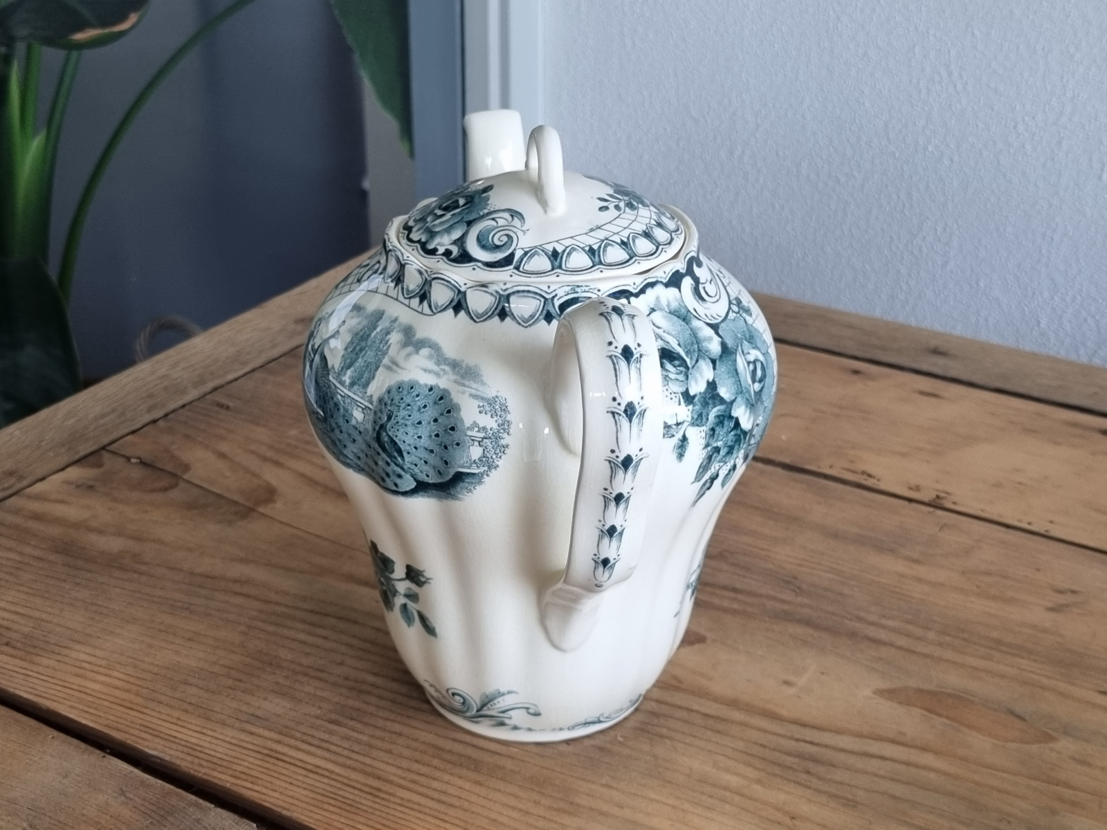 Peacock groen Societe Ceramique koffiepot