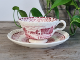 Boerenhoeve Rood Societe Ceramique set van 6x kop en schotel