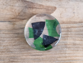 Glas platte Vintage Presse Papier (groen met zwart)